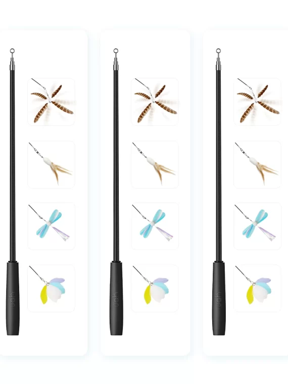 Összecsukható (teleszkópos) pálcajáték cicáknak 4 db cserélhető fejjel