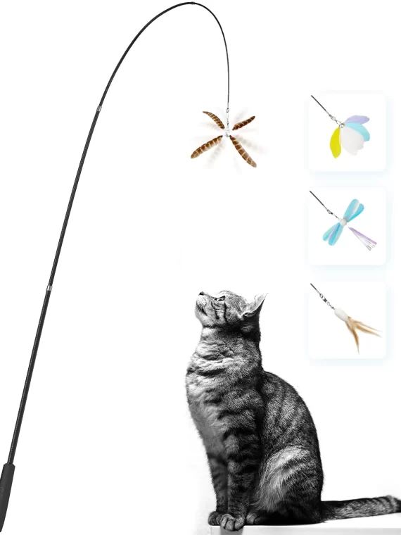 Összecsukható (teleszkópos) pálcajáték cicáknak 4 db cserélhető fejjel