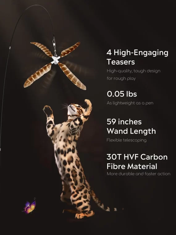 Összecsukható (teleszkópos) pálcajáték cicáknak 4 db cserélhető fejjel