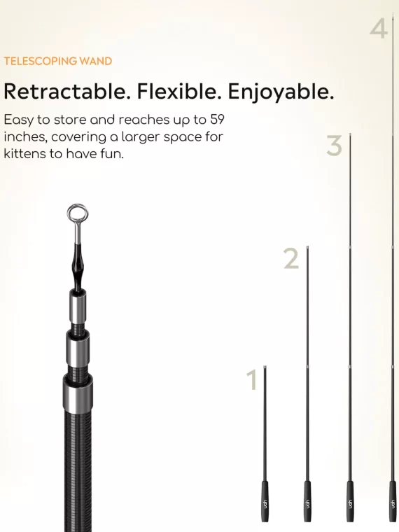 Összecsukható (teleszkópos) pálcajáték cicáknak 4 db cserélhető fejjel