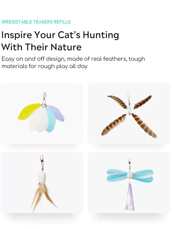 Összecsukható (teleszkópos) pálcajáték cicáknak 4 db cserélhető fejjel