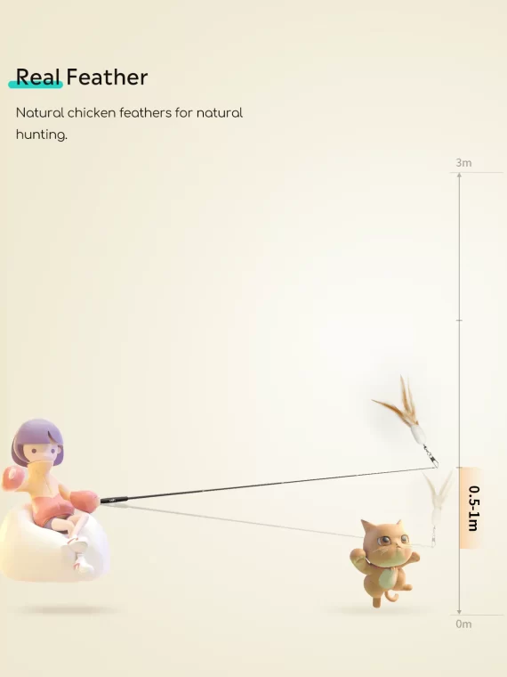 Összecsukható (teleszkópos) pálcajáték cicáknak 4 db cserélhető fejjel